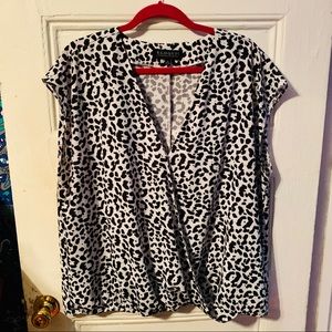 ELOQUII black and white leopard print blouse